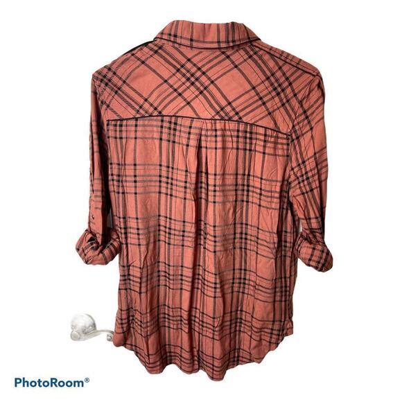 Dear John Rust Plaid Shirt Button Up Super Soft Women's Size S NWT - Picture 2 of 5
